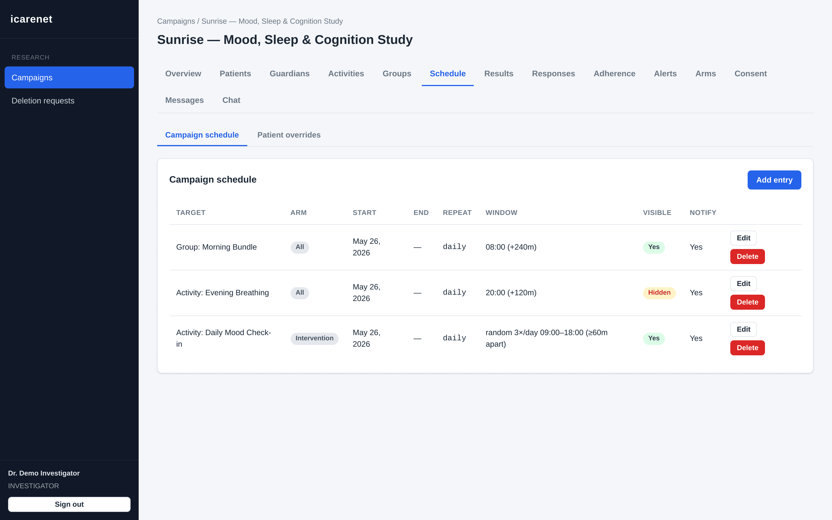 I-Carenet schedule builder